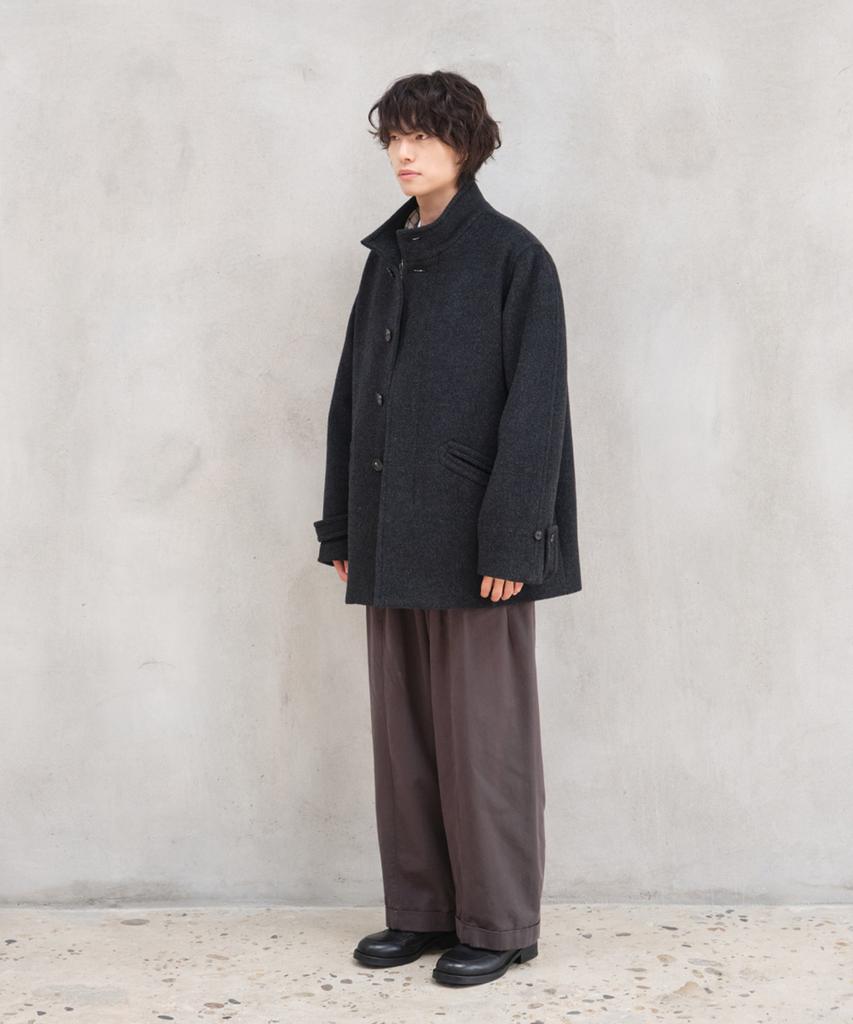 HORLISUN Baron Wool Half Coat Dark Navy