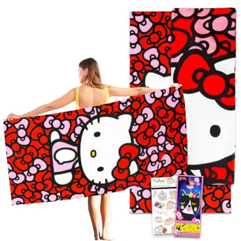 Пляжное полотенце Hello Kitty - Комплект с полотенцем для бассейна Hello Kitty Плюс (Полотенце для ванны Hello Kitty для детей и взрослых)