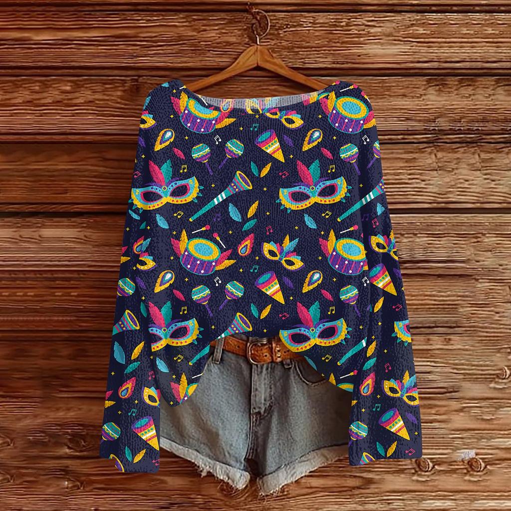 Женский модный пуловер с круглым вырезом, длинным рукавом и принтом, повседневный