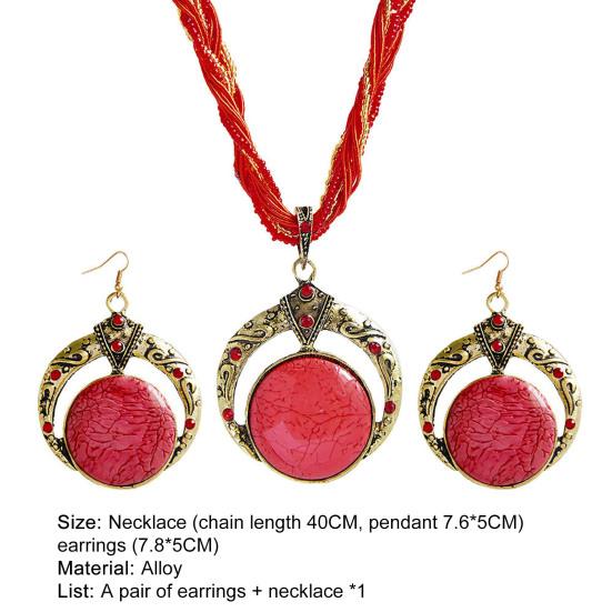 2 шт./компл. богемные уникальные резные круглые серьги, комплект ожерелья, многослойные бусины, цепочка с подвеской, ожерелье, серьги-крючки, ювелирные аксессуары