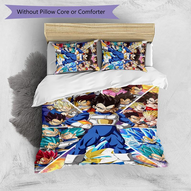 Vegeta Pattern Printed 3PCS Bedding Set, Soft Skin-Friendly Washable Duvet Cover & Pillowcases Set