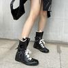 Retro Versatile Boxing Boots Women's Summer 2025 New British Style Martin Boots Thick-soled German Training Boots Medium Tube Short Boots