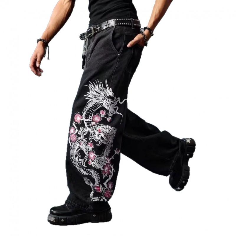 2026 Retro Plum Blossom Embroidered Straight Leg Jeans Men Women Streetwear Casual Denim Pants