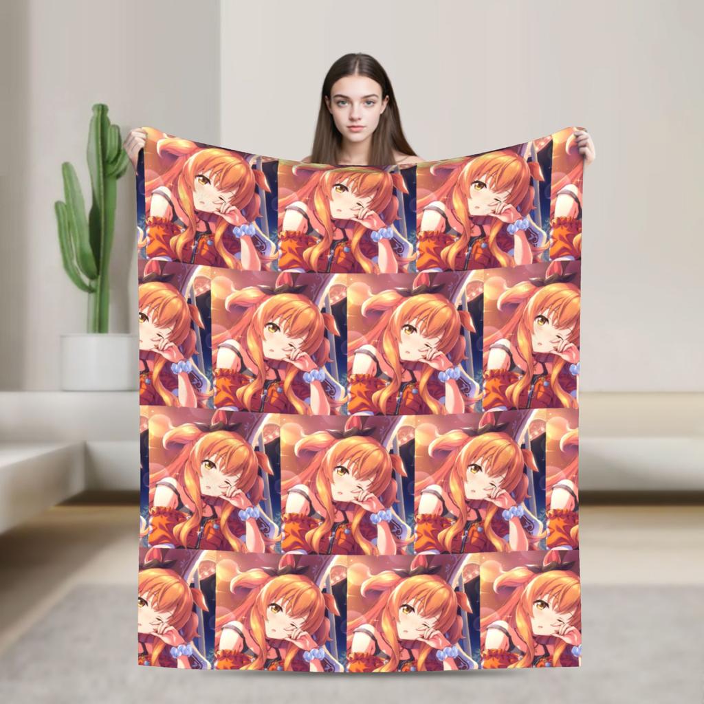 Umamusume Pretty Derby Mejiro Blanket Fleece Autumn/Winter  Portable Lightweight Throw Blanket for Bed Bedroom Rug Piece