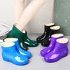 Fashion and Leisure Women's Short Water Shoes Rain Shoes Women's Winter Warm Rain Boots Non-slip and Wear-resistant Kitchen Velvet Rubber Shoes