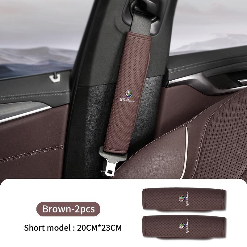 Car Seat Belt Shoulder Cover Leather Shoulder Protector Pad For Alfa Romeo 159 Giulietta 156 147 Giulia Mito GT Stelvio Spider ert853