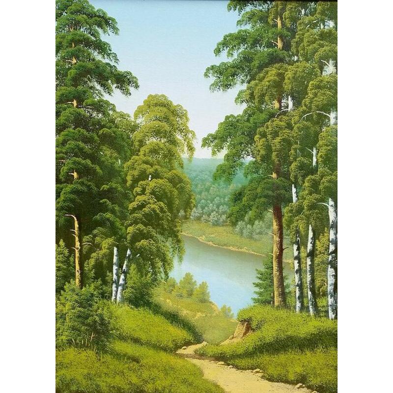 DIY Tree Creek 5D Diamond Painting Full Round Drill Scenic Diamond Embroidery Cross Stitch Mosaic Kits Wall Art Home Decor