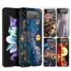 Жесткий ПК чехол для телефона Samsung Galaxy Z Flip 7 6 5 4 Черная крышка для Galaxy Z Flip 3 Складная сумка Пейзаж Китайской архитектуры