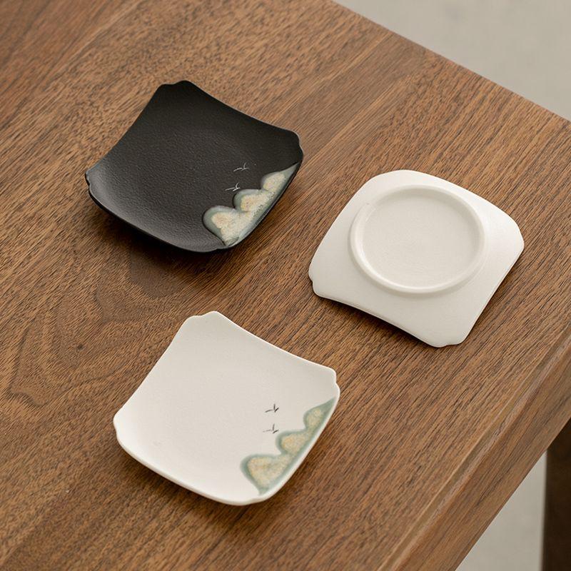 Zen Square Ceramic Coaster Tea Cup Holder Heat Insulation Pad Vintage Tea Set AccessoriesHome Use for Tea Ceremony Kitchen Table