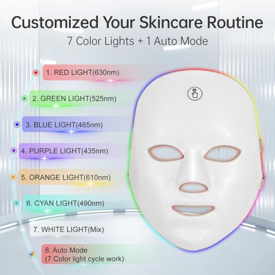 LED Photon Therapy Mask Red Blue Light Facial Device for Acne Wrinkle Reduction Rechargeable Anti-Aging Skincare for Home Use