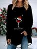Женская футболка больших размеров с принтом на весну и Рождество, удобная, с длинным рукавом и круглым вырезом, повседневная, свободного кроя, средней длины, топы