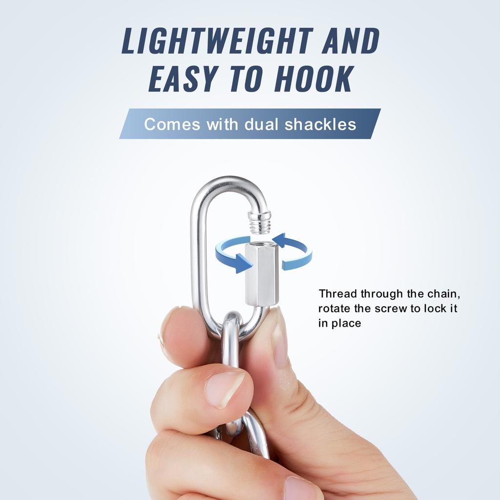 SucceBuy 33ft Proof Coil Chain 1/8" 350 Lbs Zinc Plated Safety Chain with Galvanized Carbon Steel Link Chain for Towing