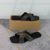 Fashion Women's Sandals 2024 Low Heel Summer Fashion Bling Square Toe Slippers Comfortable Outdoor Slides Broken Diamond Shiny Fashion