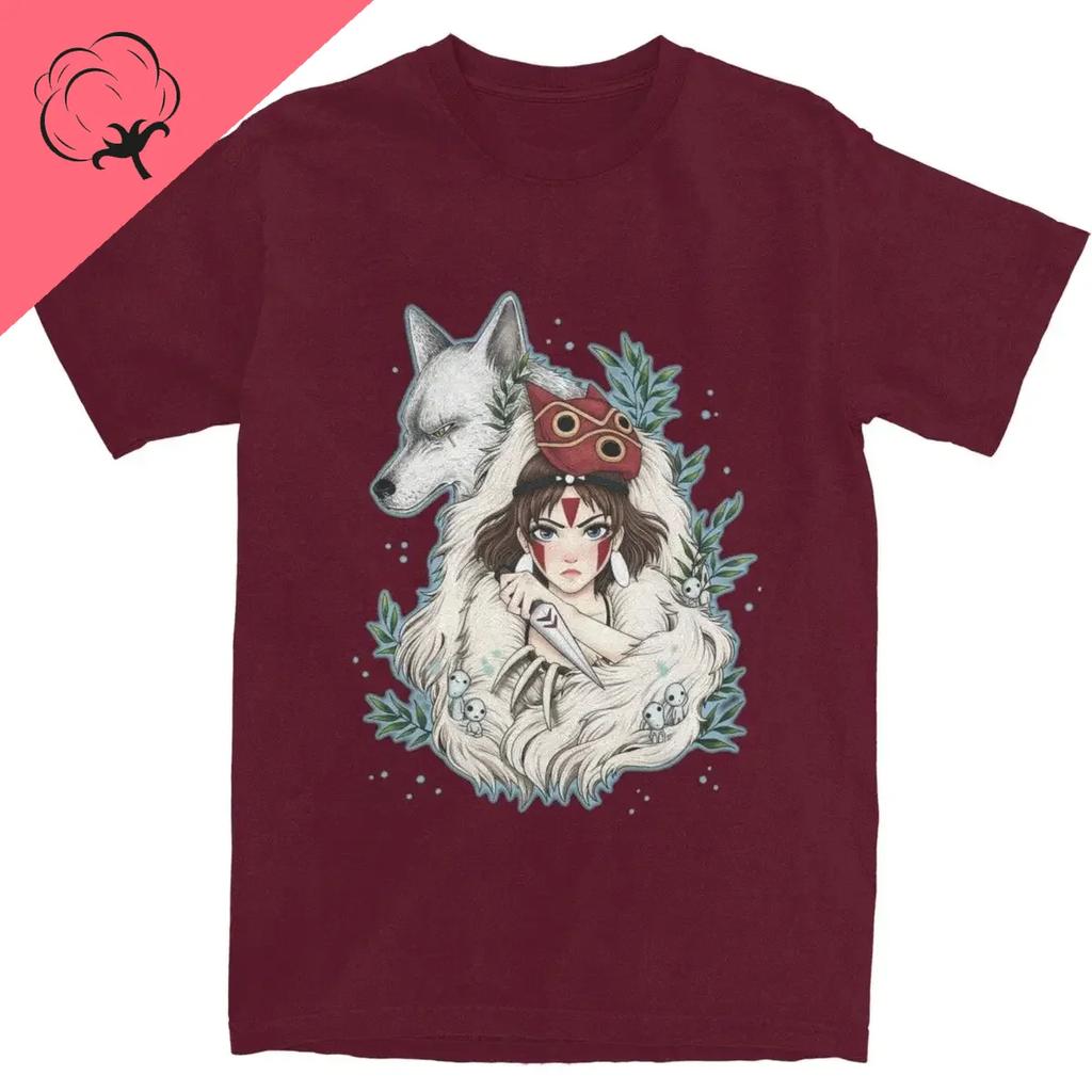 Graphic Novelty Princess Mononokes Hime T-Shirts for Men Women Pure Cotton Kodama Tree Forest Spirit Tees Shirt