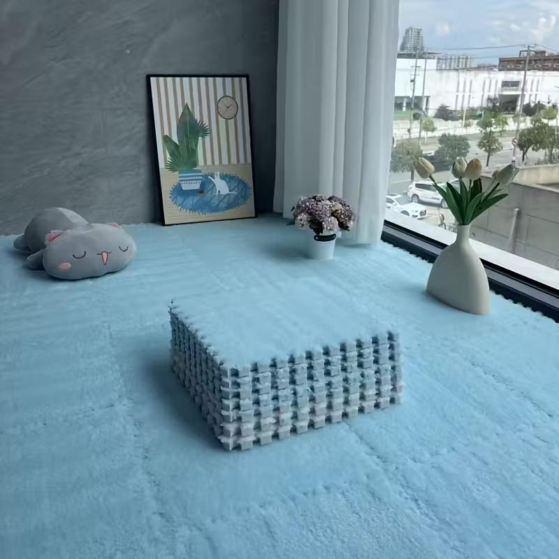 Коврик-пазл из ЭВА-пены с плюшевым покрытием, 30x30 см, мягкие ковровые плитки, игровой коврик, нескользящий ковер-пазл для домашней гостиной