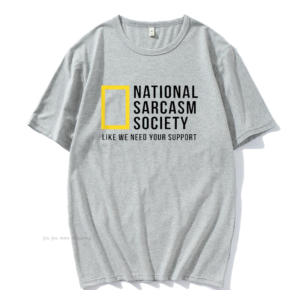 Национальное общество сарказма Смешная саркастическая мужская женская футболка с буквенным принтом, футболка из хлопка, мужская свободная повседневная футболка