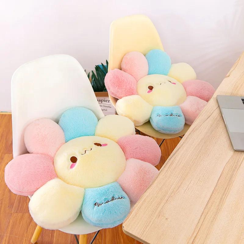 40cm Cute Colorful Round Sunflower Cushion Bedroom,Living Room Office Cushion Birthday Gift Floor Cushion Murakami Pillow