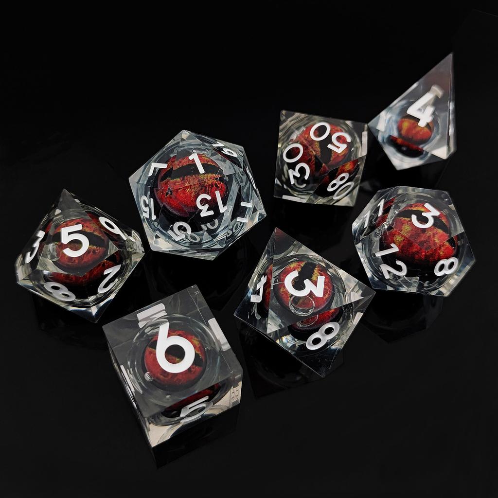 7 шт./компл. DND D20 Liquid Core Flow Eye Dice наборы для COC Dungeon and Dragon Pathfinder RPG ролевые игры вечеринки игрушки аксессуары