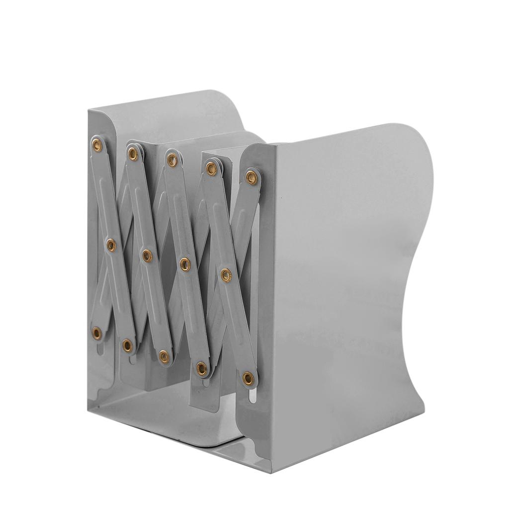 Bookends Retractable Flexible Large Size Without Sticker Metal Material Office Book Support for Desk Gray