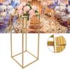 Bymaocar 10 Pcs Gold Metal Flower Racks Wedding Decor Floor Vases Durable Iron Simple Column Cube Shape for Special Occasions