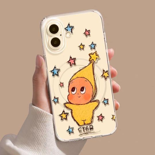 Чехол для мобильного телефона Apple 17 кукла подходит для iPhone16promax девушек высокоценный магнитный держатель мягкий чехол