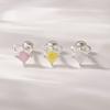 JEWNEL (1+1)Silver925 Simple Ribbon Square Color Cubic Silver Piercing (3 Colors)