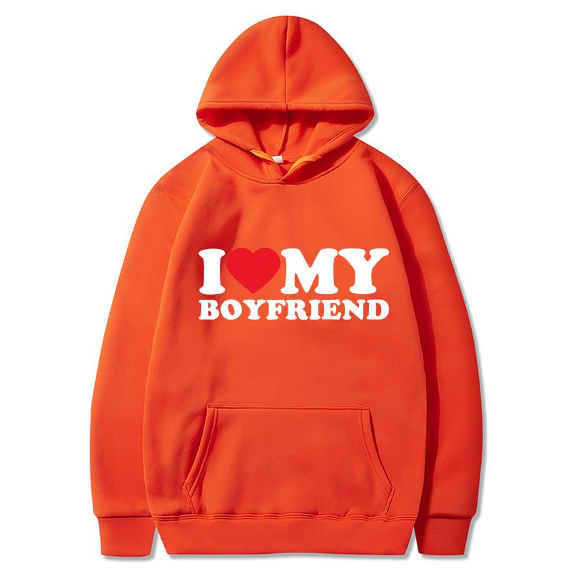 Мужские комплекты с длинными рукавами для пар I Love My Boyfriend Hoodies Sweatparsons Suits Женские толстовки с капюшоном и спортивные штаны Lover Sets