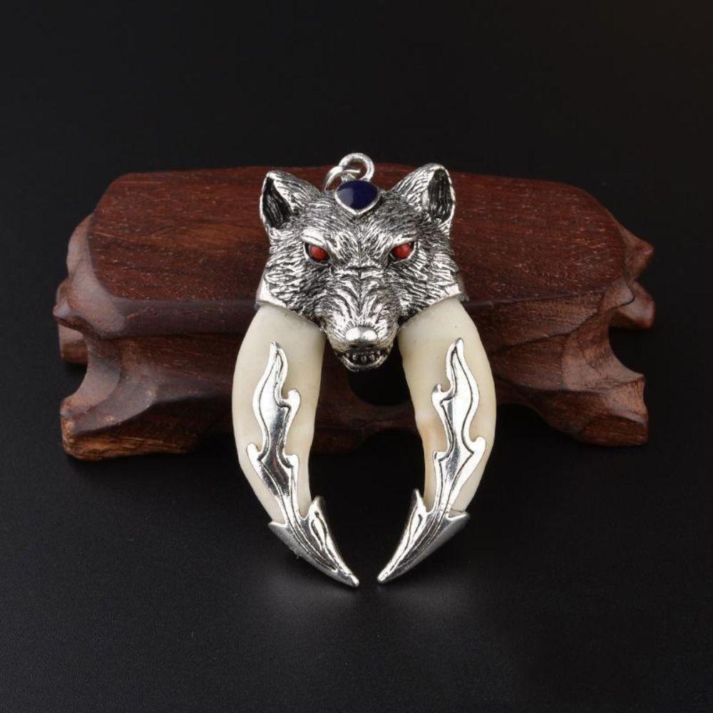 Ожерелье из цинкового сплава с клыками волка, натуральный зуб, тибетский амулет, новое ожерелье, ювелирное изделие