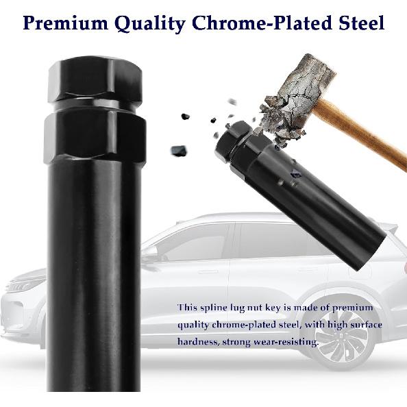 Large 6 Spline Lug Nut Socket,Wheel Lock Key Replacement For Aftermarket 6 Spline Lug Nut,Wheel Lock Removal Tool For 21 Mm(13/16 Inch)&22 Mm(7/8