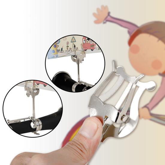 Clarinet Sheet Music Clip Lyre Music Stand Music Book Clip Marching Band Music Holder Iron Clamp for Beginner