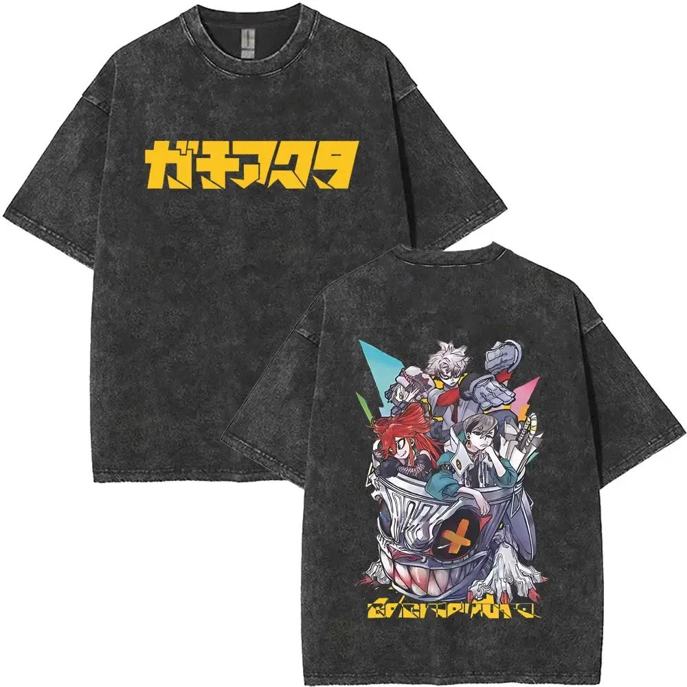 2026 summer Gachiakuta Anime T-shirt, Vintage Washed, Harajuku Streetwear, Unisex Casual Tee for Fans, Aesthetic Otaku Clothing