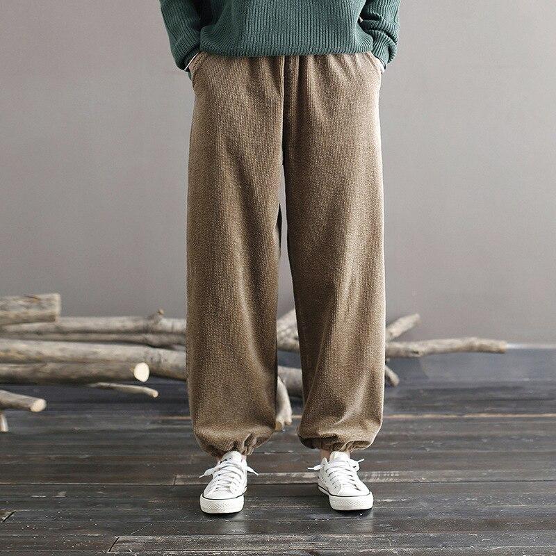 Johnature Женские свободные однотонные повседневные брюки, винтажные брюки с эластичной резинкой на талии, весенние удобные брюки