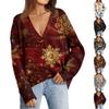 Женский модный кардиган с длинным рукавом, принтом, V-образным вырезом, на пуговицах, свободного кроя
