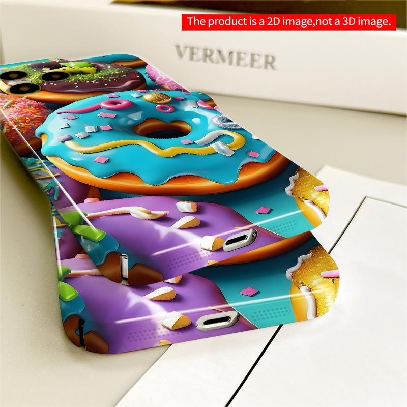 2DFlat Colorful Donut Mix Phone Case All inclusive film hard iPhone case, compatible with iPhone 18 Pro Max 17 16 15 14 13 12 11