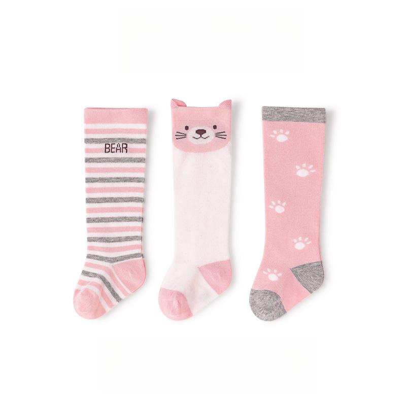 3 пары/лот Детские гольфы до колена Детские для девочек и мальчиков Мягкие хлопковые длинные носки Милые испанские полосатые однотонные детские носки для 0-3 лет