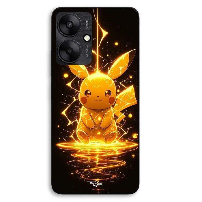 Coque de téléphone personnalisée - MANIACASE - Xiaomi Redmi 13C 5G - Silicone TPU - Pikachu Éclair - Noir