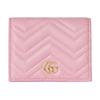 Кошелек женский Gucci Marmont с стеганым V-логотипом, золотая фурнитура, кожа наппа, маленький, светло-розовый 466492-AAGJE-5825