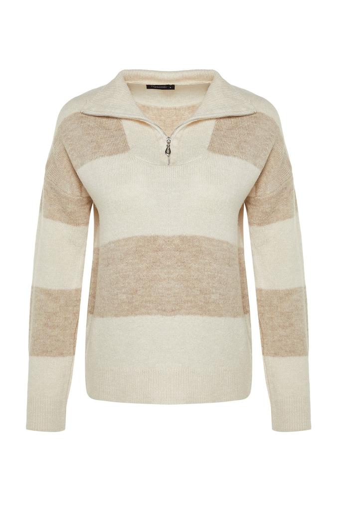 Женский модный стильный свитер, широкий крой, мягкий текстурированный трикотаж на молнии, свитер