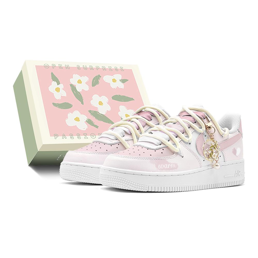Nike Air Force 1 Low Нескользящие Низкие Скейтбордические Кроссовки GS Розовые Белые DH2920-111(TeamS-S-BOX)