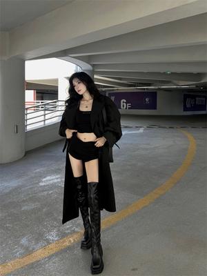 Женские ботфорты из короткого плюша, теплые хлопковые длинные ботильоны, элегантная женская обувь на платформе, зимняя женская обувь