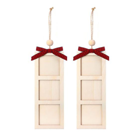 Рождественское украшение фоторамка, деревянное подвесное украшение с 6 фоторамками, фоторамка-полоска с петлей для подвешивания для декора рождественской елки