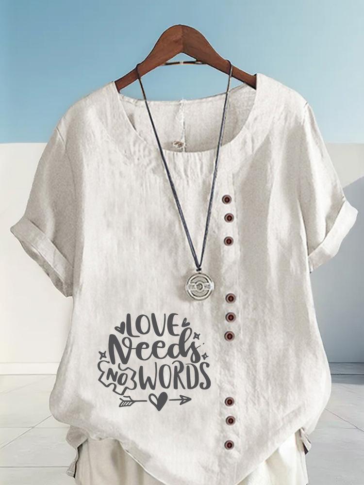 Women's Fashion Black Letters Printing Shot Sleeve T-shirt Loose Cotton Shirt Casual Loose Summer Blouse Tops Plus Size