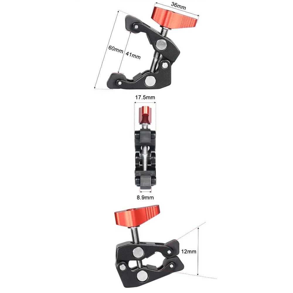 Aluminum Material Crab Clamp 3/8" Hole Magic Arm Clamp Versatile Camera Clamp Camera Mounting