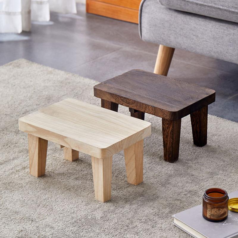 1Pc Chic Adornment Retro Solid Wood Small Stool Household Bench Living Room Chair Shoe Changing
