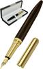 Retro Brass Fountain Pen with Wooden Gold Cap and Perfect for Memo and Gift Boxed UB-Lab. Screw-On Closure, Notebooks, Books, Letters, Pads, Novels,