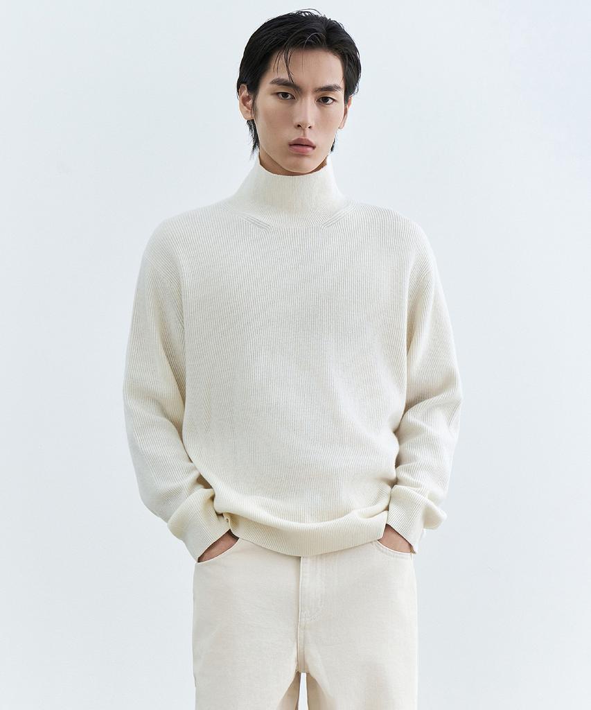 MUSINSA STANDARD [Victoria Wool] Minimal Ribbed Turtleneck Knit [Cream]