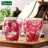 Стеклянная кружка с двойными стенками, прозрачная, с узором из цветов, кружка для молочного чая и кофе, домашняя кружка для воды, стаканы для напитков, чашки для эспрессо, персонализированные кружки