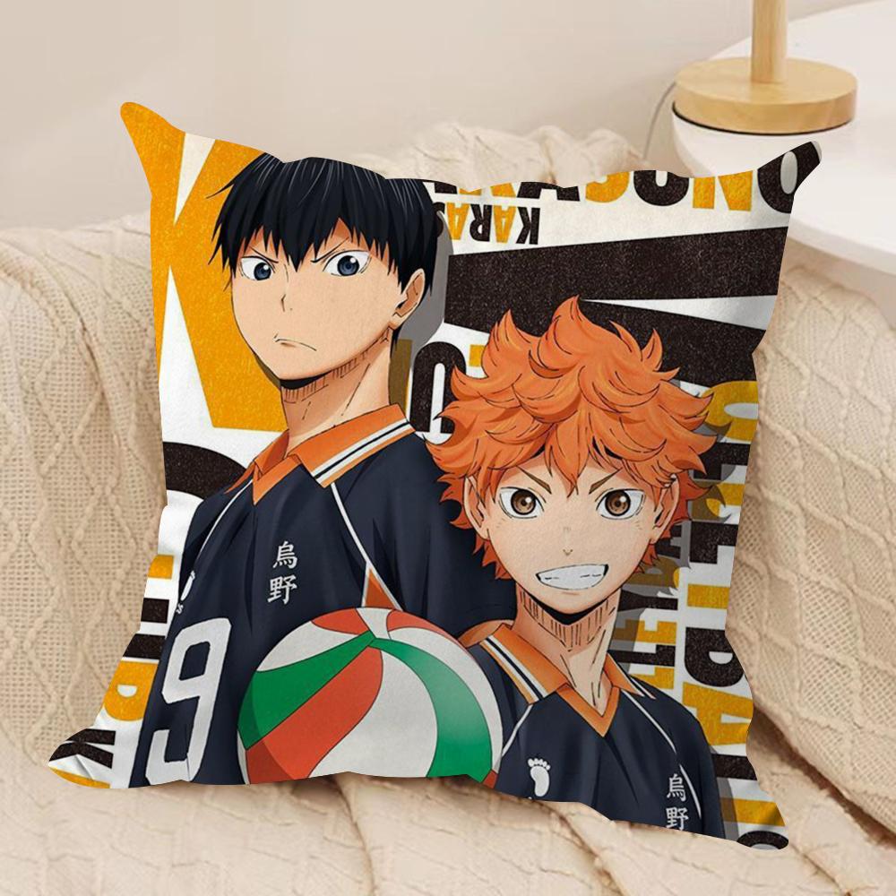 Anime HHaikyuu Cushion Cover Soft Plush Fabric DoubleSided Printed Sofa Cushion Cover for All Seasons Home Decor Gift