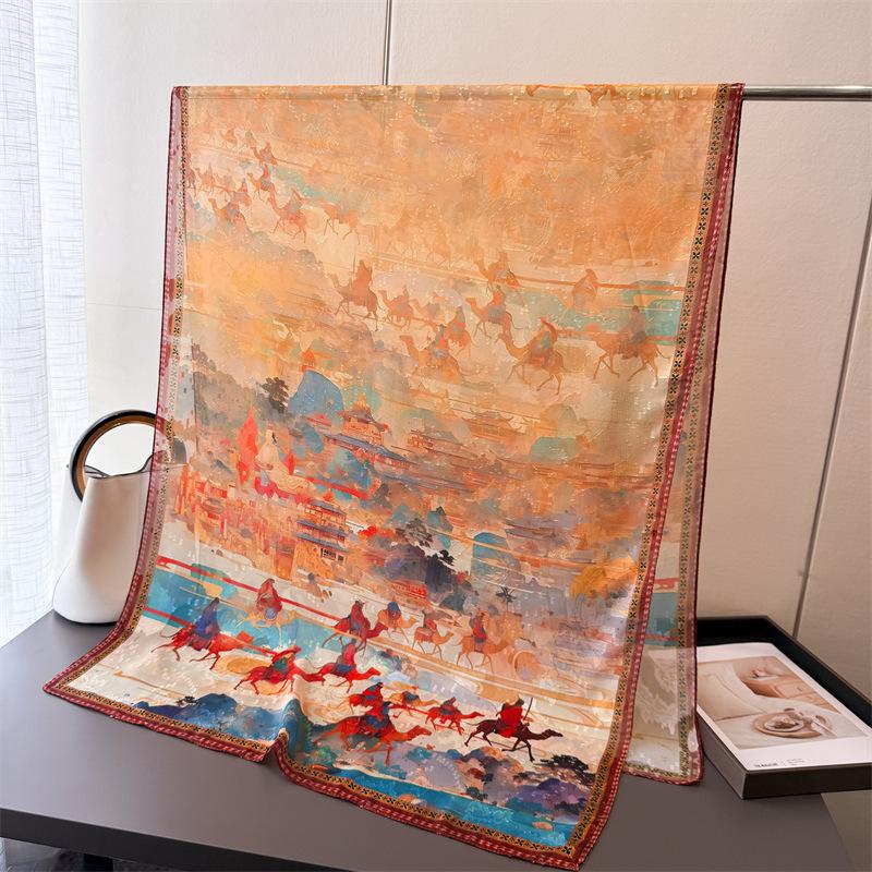 180*70cm Luxury Brand Women Scarf Summer Silk Shawl Lady Wrap Soft Female Echarpe Designer Beach Stole Bandanna Foulard Muffler