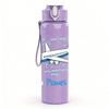 1PC Airplane Wish Planes Fly Slogan Print 750ml Color Plastic Sports Water Bottle Leakproof Flip Straw Lid Suitable for Sports Office Home Use